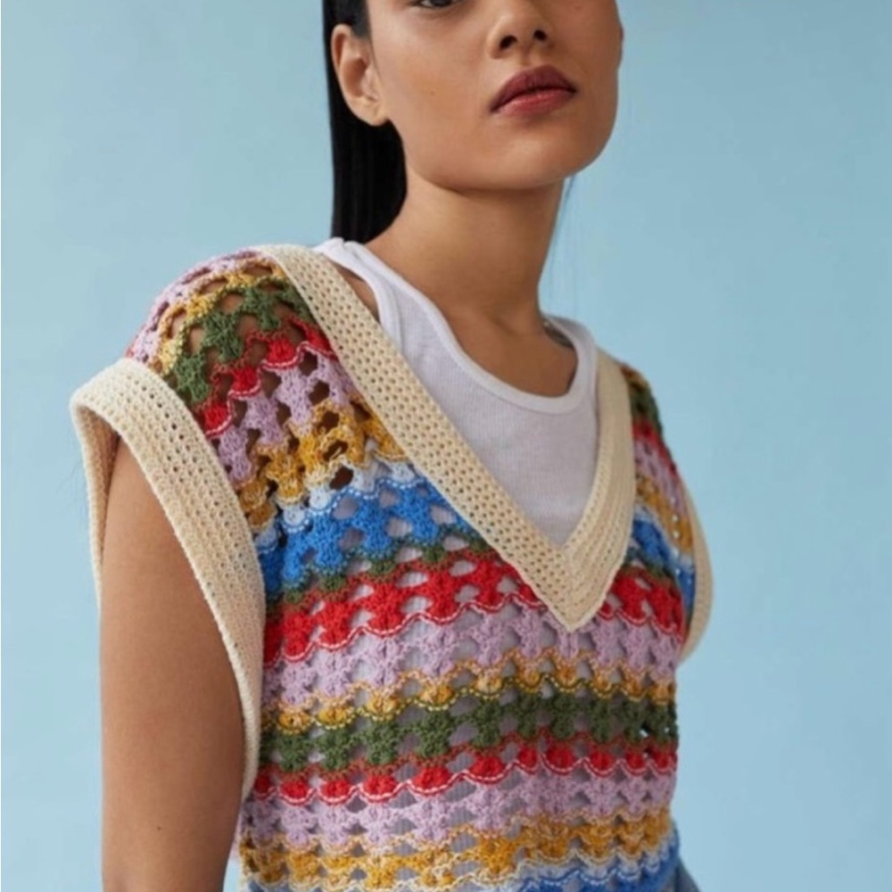 Multicolor Crochet Sweater Vest